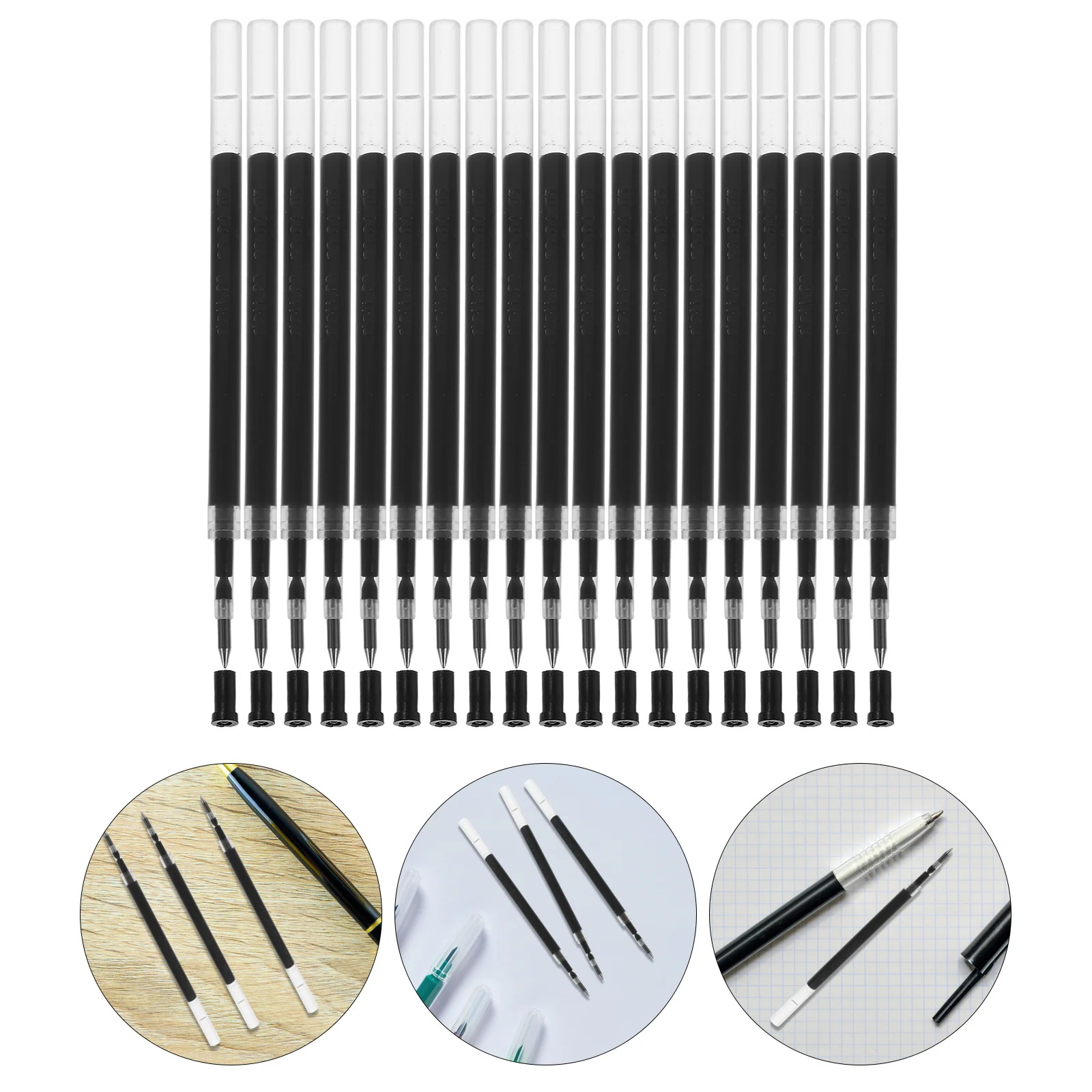 20Pcs Press Type Gel Pen Refills Smooth Writing Plastic Replacements Office Students Supplies Pen Ink Refills