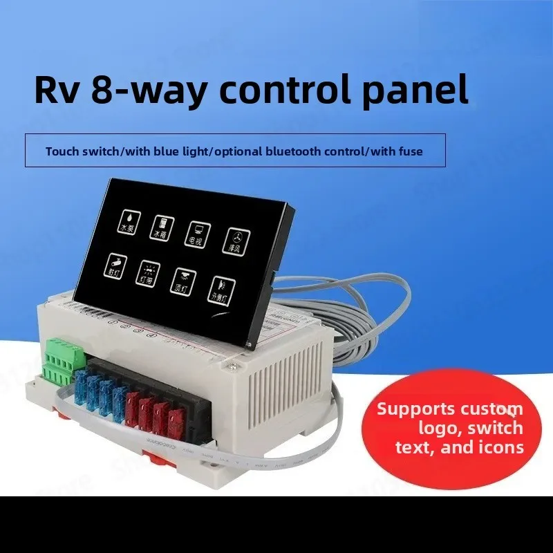 RV Control System 8 Way Touch Switch Panel with Fuse Relay and Bluetooth Mobile Control