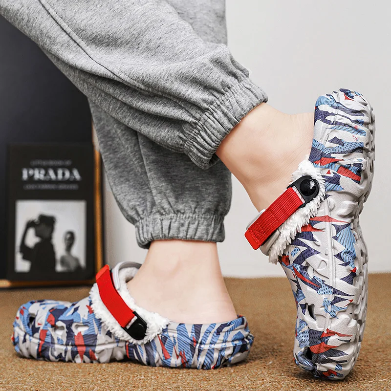 Neue Herren-Winterhausschuhe, bequeme warme Hausschuhe, abnehmbare Sommersandalen, lässige rutschfeste Plüsch-Fellhausschuhe für Herren – Detail 14