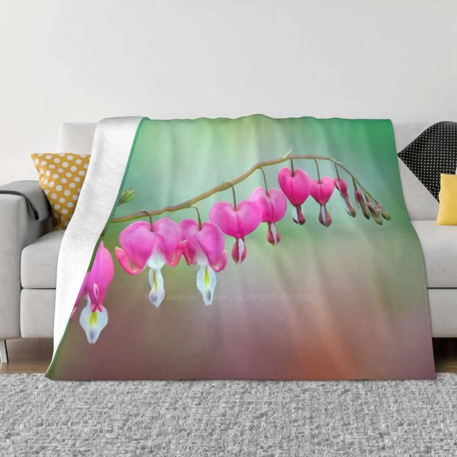 Beautiful Bleeding Hearts Top Quality Comfortable Bed Sofa Soft Blanket Bleeding Hearts Spring Garden Green Curves Macro Floral