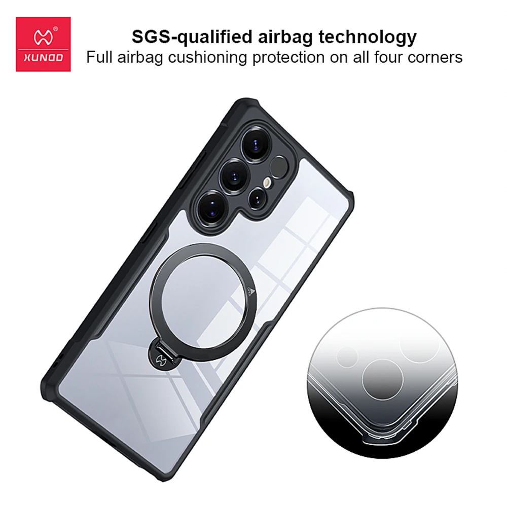 

XUNDD Magnetic Case For Samsung Galaxy S25 Ultra, SGS Airbag Shockproof Cover Ultra Clear PC Back with Camera Lens Protection