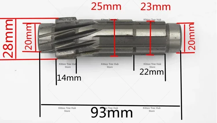 Electric vehicle differential gear shaft accessories, 6 splines, 11 helical teeth