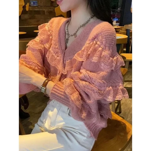 LUO. TAO. FUSH Акриловый розовый кардиган