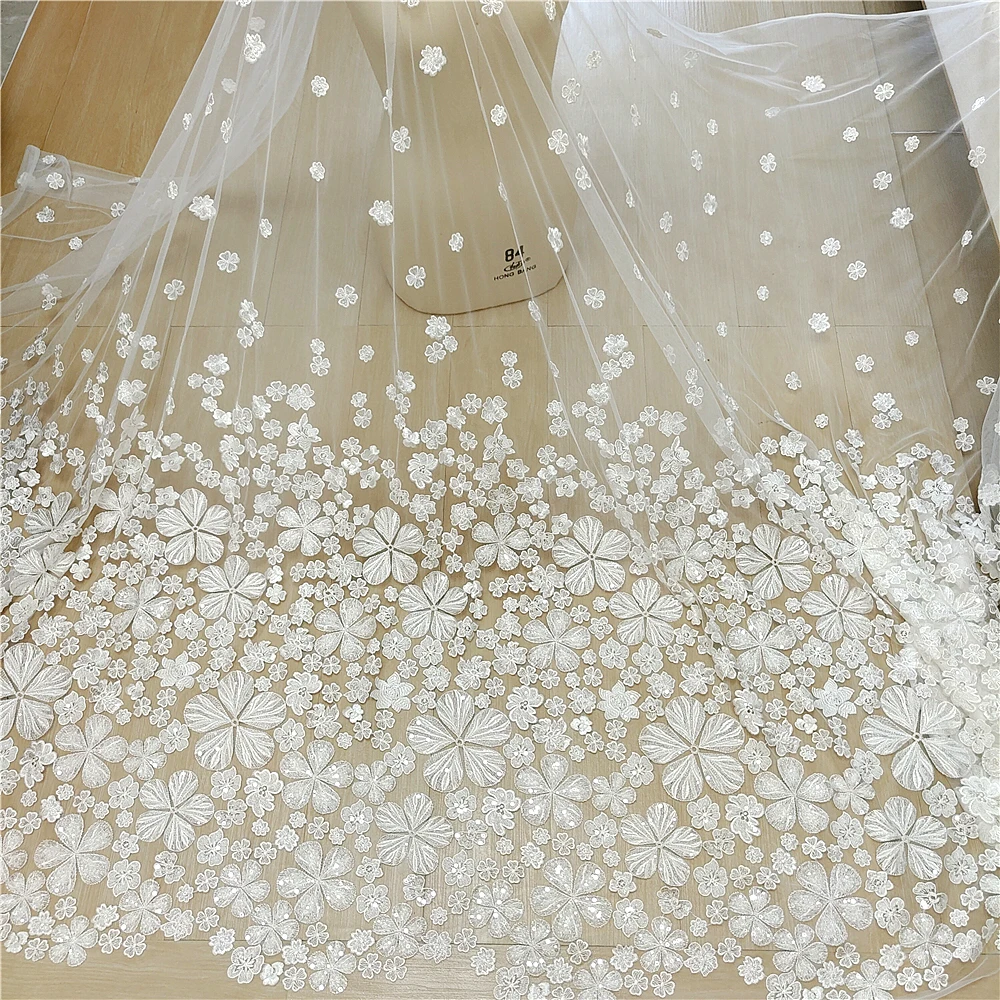 Handgefertigtes 3D-Hochzeitskleid mit Nieten, Spitzenstoff, Brautkleid, Kopfschmuckkleid, DIY genähter Stoff, RS4838 – Detail 4