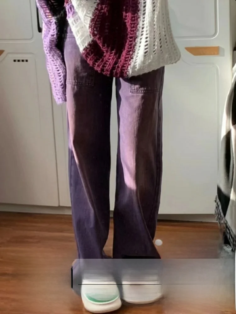 

Джинсы женские с высокой талией, широкие прямые, из денима, больших размеров, летние, винтажные, с эффектом потертости, синие, свободного кроя, длиной в пол