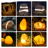 Solar Powered Luminous Stone Floor Lamp Outdoor Waterproof Lights for Villa Courtyards Lawn Decorative Atmosphere Lights