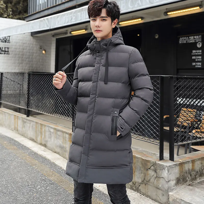 Men 2022 Autumn Winter New Plus Long Warm Thick Hood Parkas Jacket Coat Men Outwear Outfits Classic Windproof Pocket Parka Male