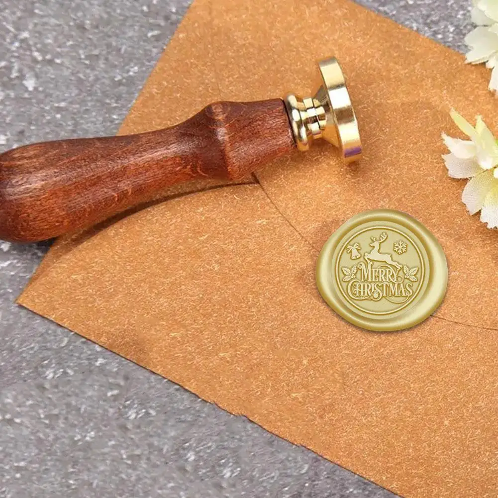 Retro Santa Claus Wax Seal Stamp For DIY Party Invitations And Envelope Crafts Christmas Brass Wax Tool With Wooden Handle P3P9