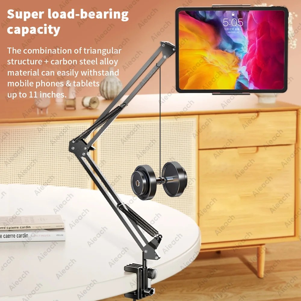 Stojak na tablet 360 °   Obrotowy uchwyt na telefon na biurko z aluminiowym ramieniem do iPad Pro Air Mini 4~11 Xiaomi Lenovo Samsung Tab — zdjęcie 6