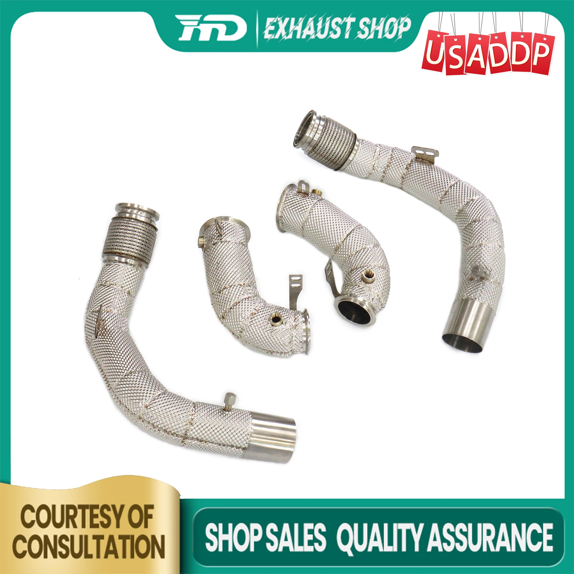 

Выхлопная труба для водосточной трубы BMW M5 F90 и резонансная трубка с теплозащитным экраном с катализированным некатализованным SS304