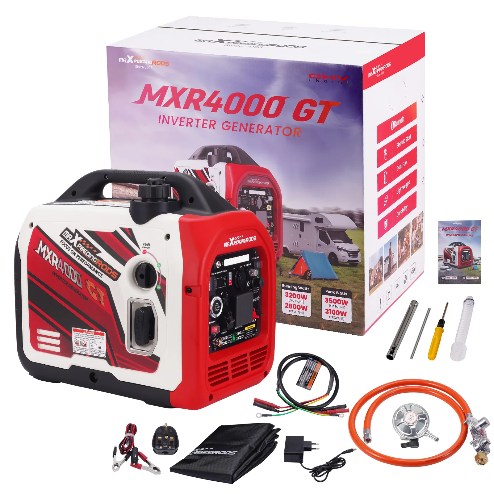 Petrol Inverter Generator 3200W Dual Fuel E-Start For Camping RV Power Supply Portable Power Generator for UK