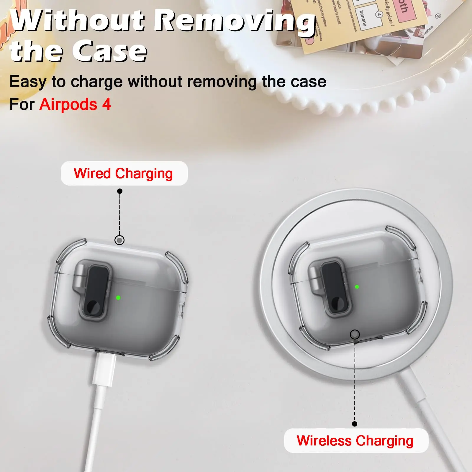 2025 for Airpods 4 Safety Lock Case with Cleaning Kit Soft TPU Transparent Full Protection Case with Keychain for Airpods Pro 2