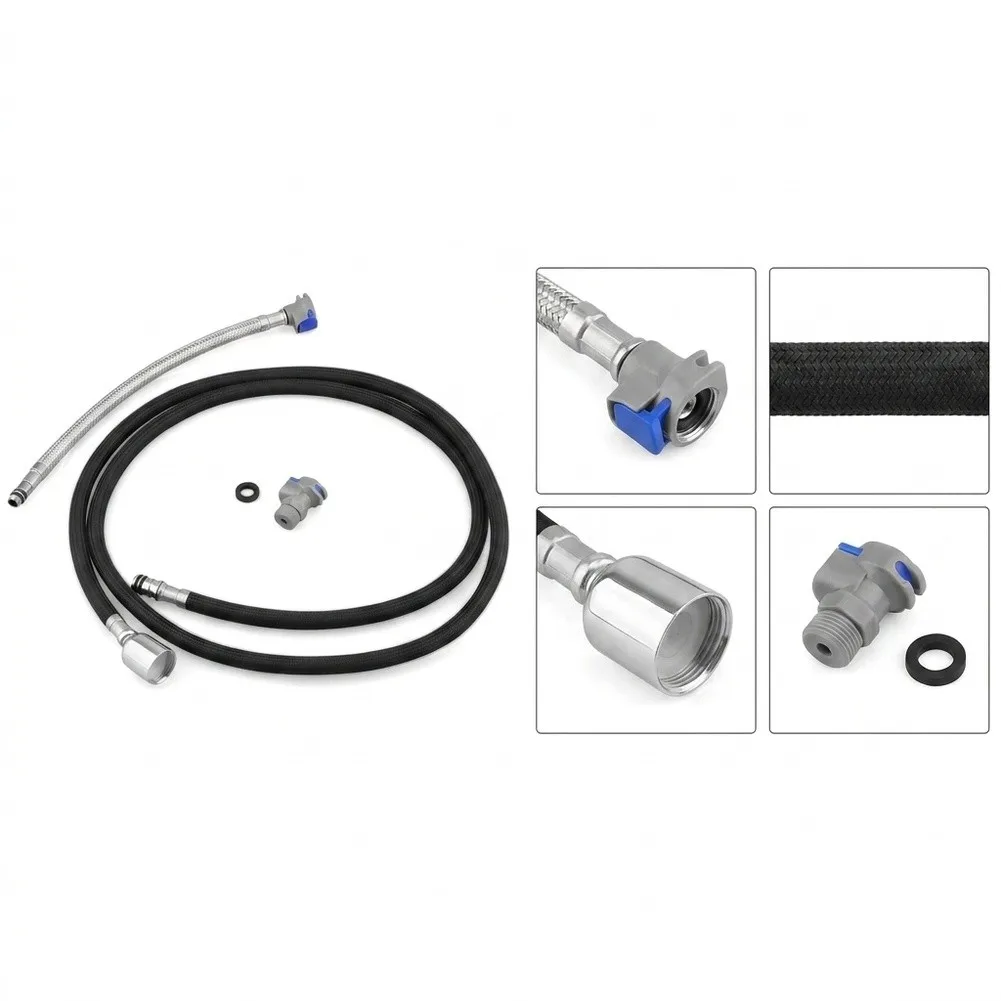 59 Inch G1/2 Kitchen Faucet Pull Down Hose Replacement 360 Rotation Nylon Weave Stainless Steel Connectors for Multi Brand Fit