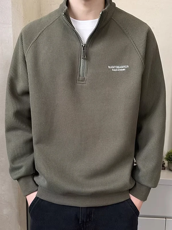 

Мужская свободная толстовка на молнии с длинными рукавами, весенне-осенняя, повседневная, из хлопка и полиэстера, с вышивкой букв, молодежная модная верхняя одежда