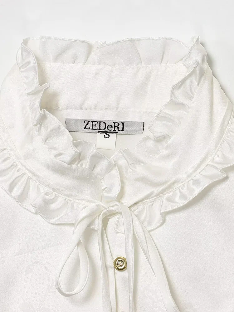 欧米風ニューファッショントレンドカジュアルレディース服デザインセンス抜群万能ジャカードシルクサテン風シャツ