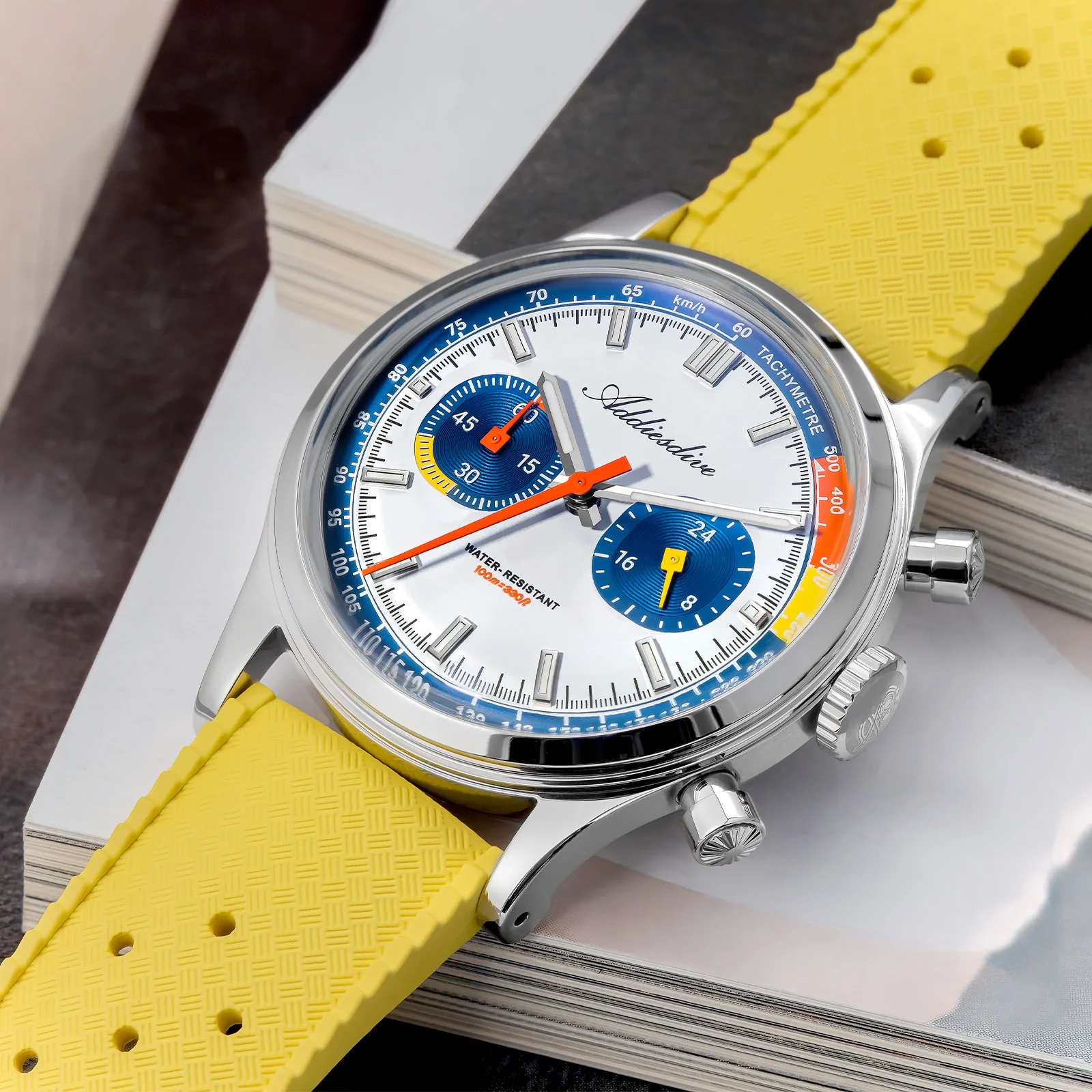 ADDIESDIVE 38mm AD2549 Men's Luxury Wristwatch 10Bar Waterproof with Timing Function Watches BGW9 Super Luminous Quartz Watch