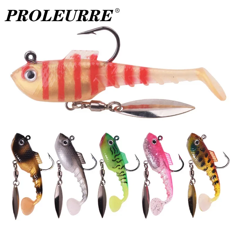 1 Pc Spin Spoon Sequins Silicone Soft Bait 6.5cm 11g Jigs Hooks Artificial Vibration Wobblers Fishing Lure for Bass Pike Trout