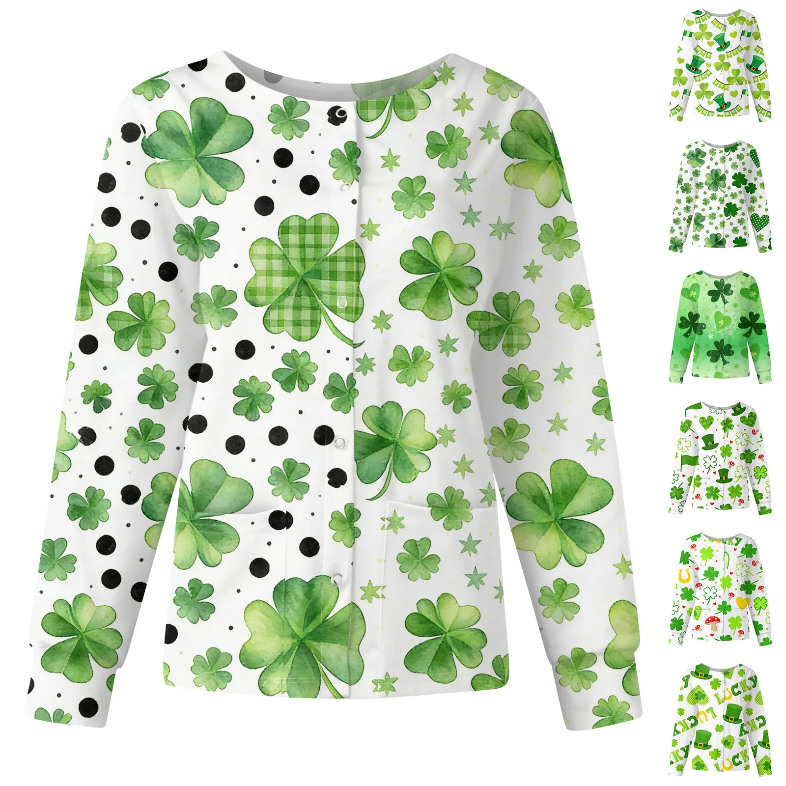 Damska odzież medyczna z nadrukiem, cienka, wygodna, z długim rękawem, do pracy w szpitalu, na operacje, do stomatologii, kosmetyczna, SPA, bluzka robocza.