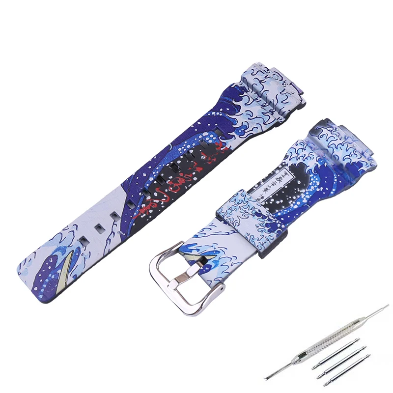 16 مللي متر الرجال الراتنج حزام ساعة اليد اكسسوارات متوافقة ل كاسيو GMA-S110 S120 S130 S140 حزام (استيك) ساعة المرأة المطاط الرياضة معصمه