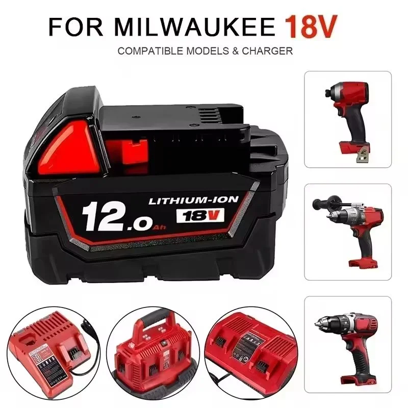 

18 В, 12,0 Ач, замена литиевой батареи Milwaukee M18 XC, 48-11-1860, 48-11-1850, 48-11-1840, 48-11-1820, перезаряжаемые батареи