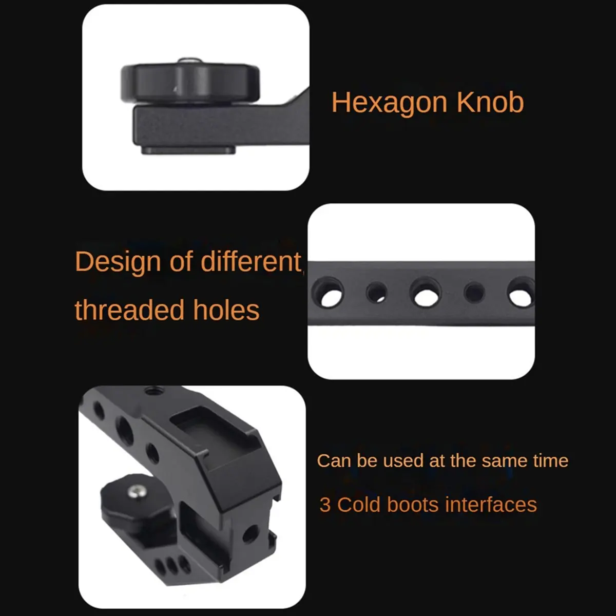 ABJA Universal DSLR Camera Rig Top Handle Three Cold Shoe Adapter Mount for LED Light Microphone Metal Cheese Handle Grip