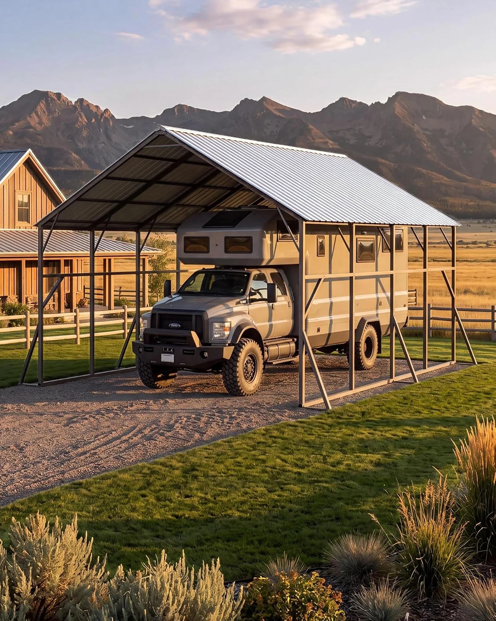 20x20 FT Vertical Roof Metal Carport, Heavy Duty 2 Car Shelter With 173'' Peak, 109'' Entry, Steel RV Tractor Cover