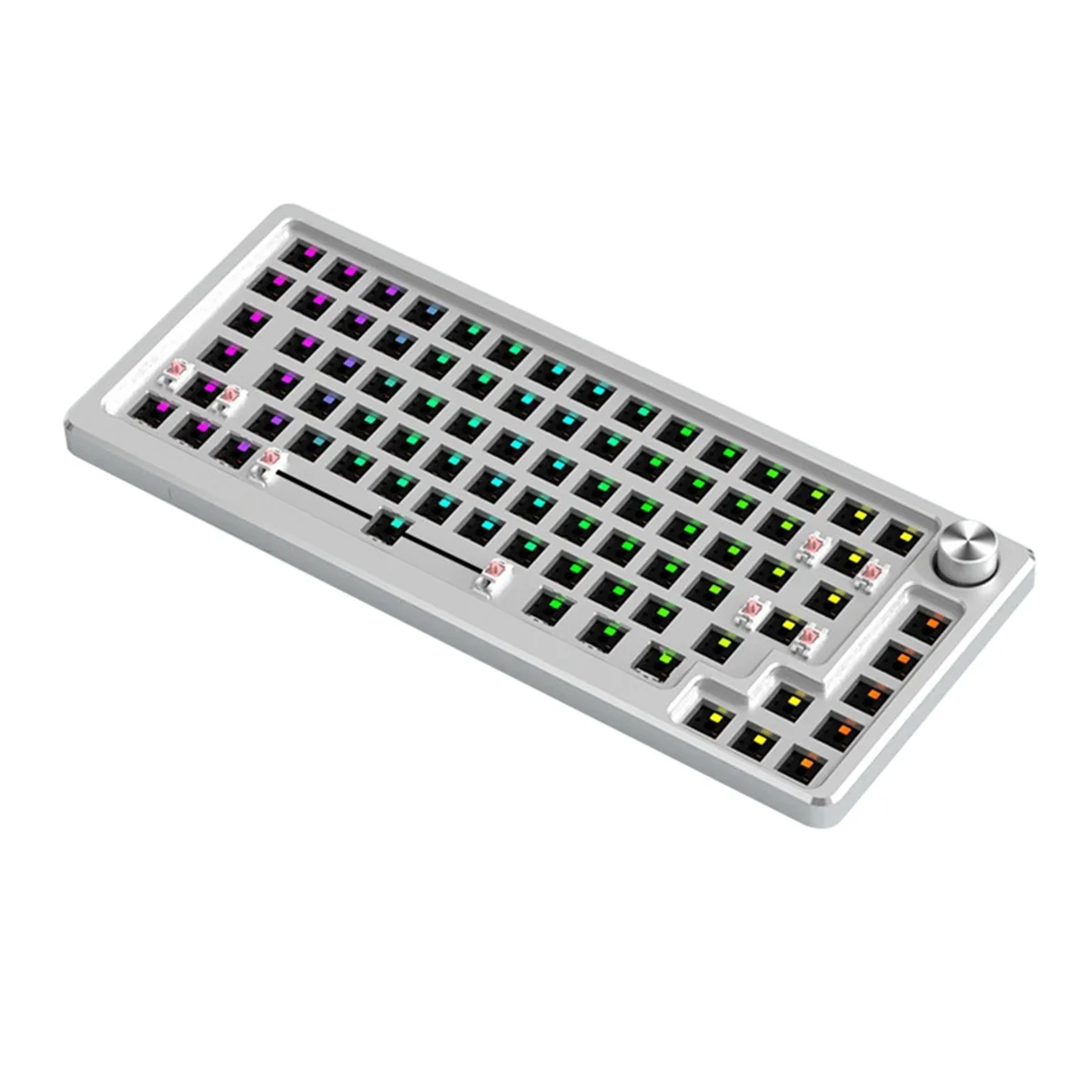 83 Keys Aluminum Mechanical Keyboard Kit Wired RGB Hot Swap Custom Metal Multifunction Gaming Keyboards, Silver