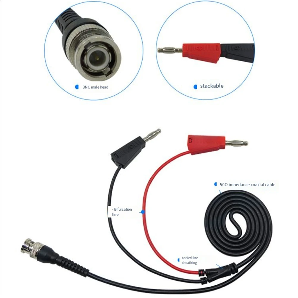 1pcs BNC To 4mm Banana Plug Oscilloscope Probes BNC To Dual Stacking Test Leads Cable P1009 Test Leads 500V 5A Multimeter Test