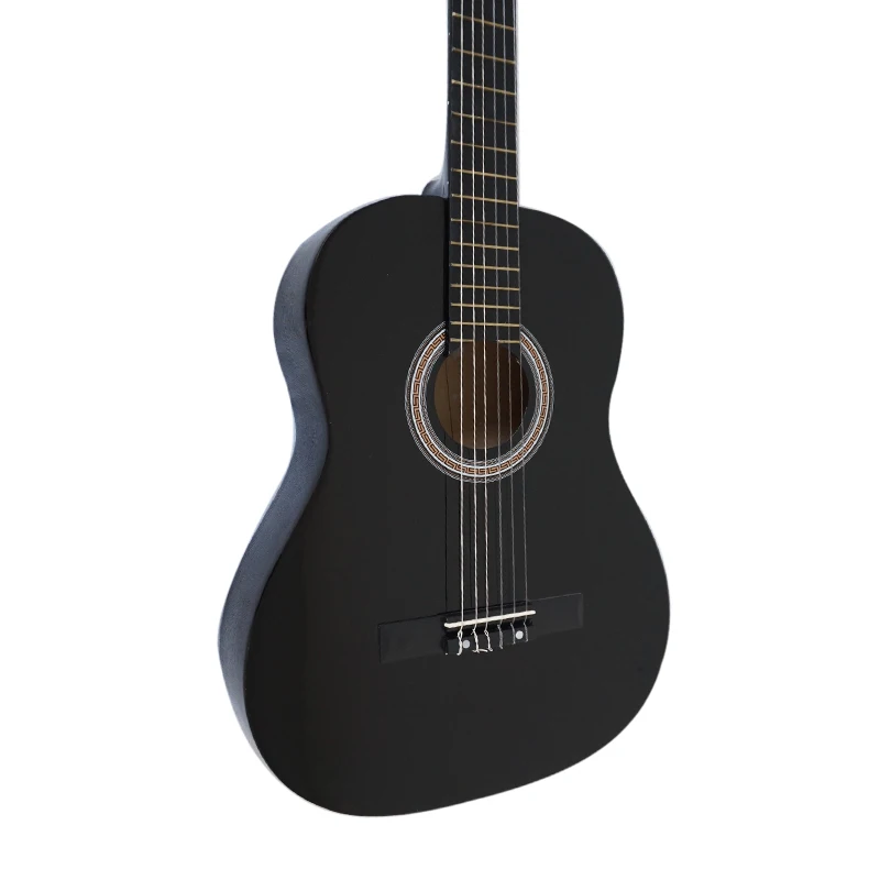 Glossy Aiersi brand wholesale price 39 inch black colour spruce top nylon string classic guitar musical instruments for sale