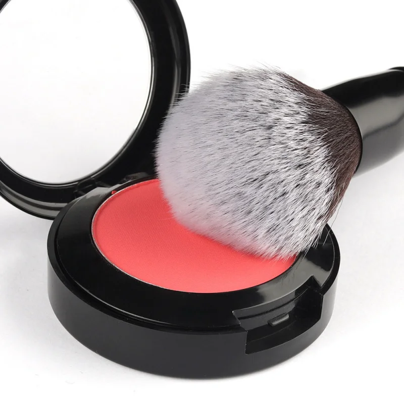 10 فرشاة مكياج سوداء تناسب مقبض بلاستيكي للتحكم في الأرضية بلون مزدوج من ألياف الصوف