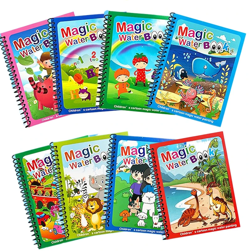Reusable Water Magic Coloring Book - Magic Water Book with Pen Party