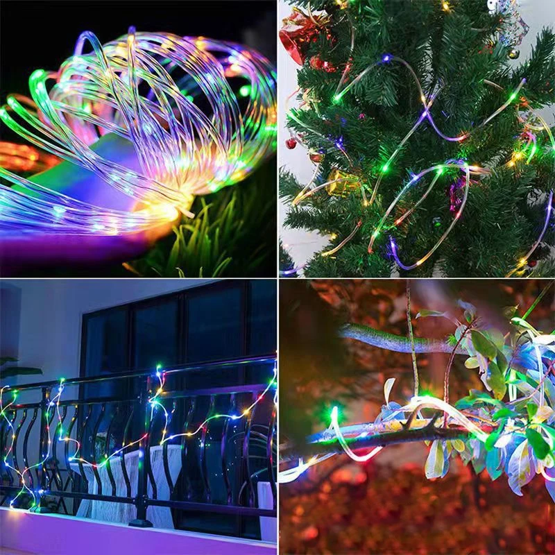 5/10/20m Outdoor LED Solar String Lights Waterproof Hose Garland for Xmas Party Wedding New Year Christmas Tree Decorations