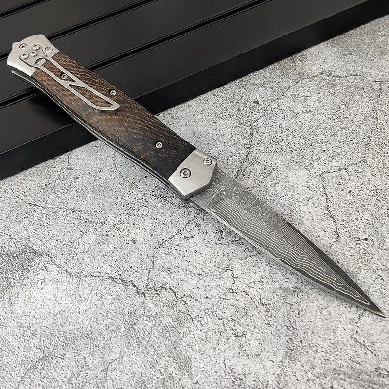 New Product Hand-forged Patterned Damascus Steel Outdoor  Camping Folding Knife, Portable Practical Fruit Knife EDC Tools
