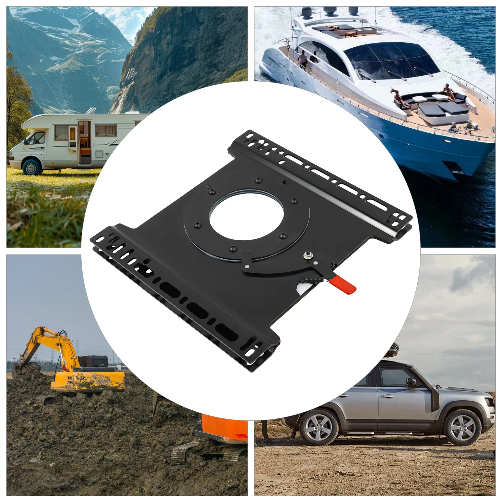 قاعدة دوارة للمقعد العالمي RV T5 T6، 360 درجة °   قاعدة مقعد دوارة من ألواح فولاذية شديدة التحمل قابلة للدوران لشاحنة التخييم المتنقلة (46.5*46 سم)