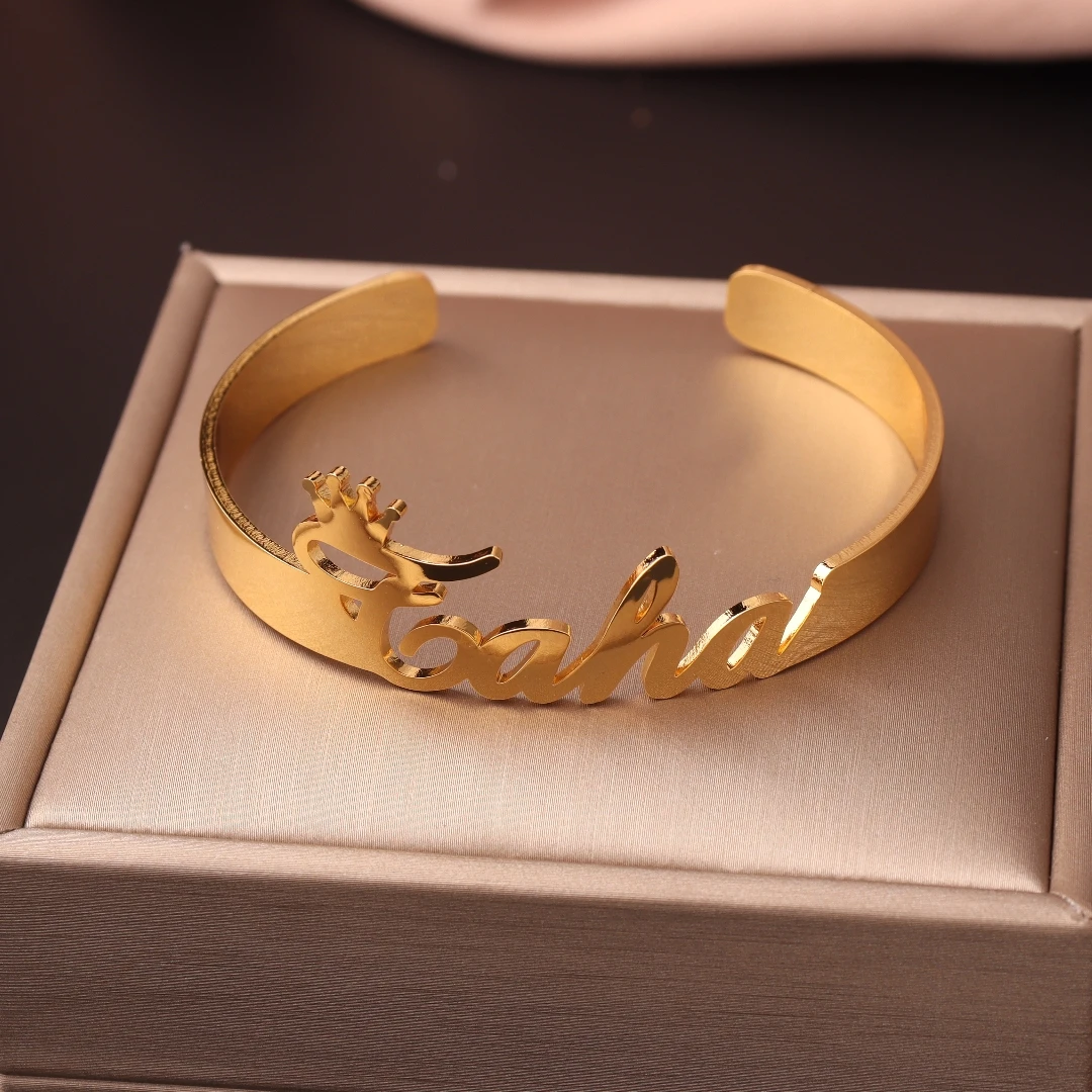 Personalisierter Namensarmreif für Frauen, offene Armbänder aus Edelstahl, Mädchenschmuck, personalisiertes Doppelname-Paar-Armband, Weihnachtsgeschenke – Detail 14