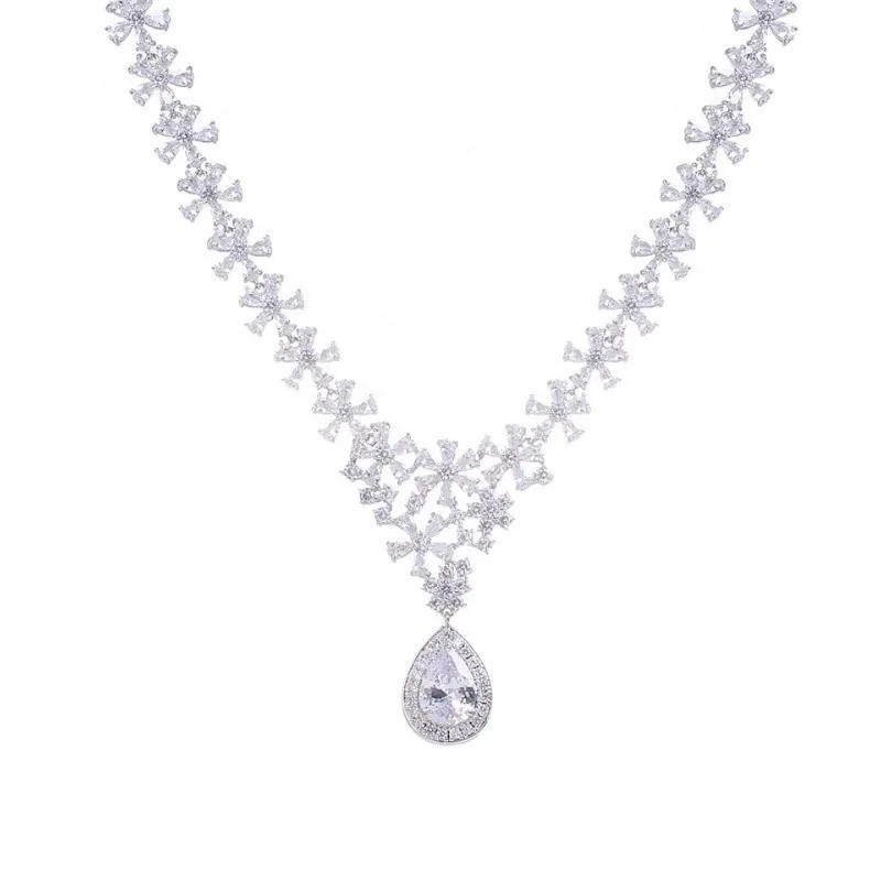 Zircon Micro-set Bridal Necklace Earrings Set Decorative Wedding Dress Accessories Dinner Party Jewelry