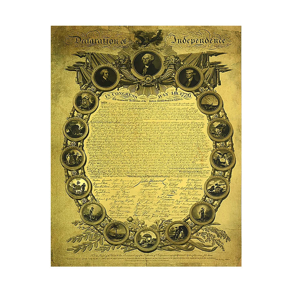 Declaration of Independence US Gold Banknotes - 1776 Historical Figures & Document, Gold Foil Decor for Home, & Collection
