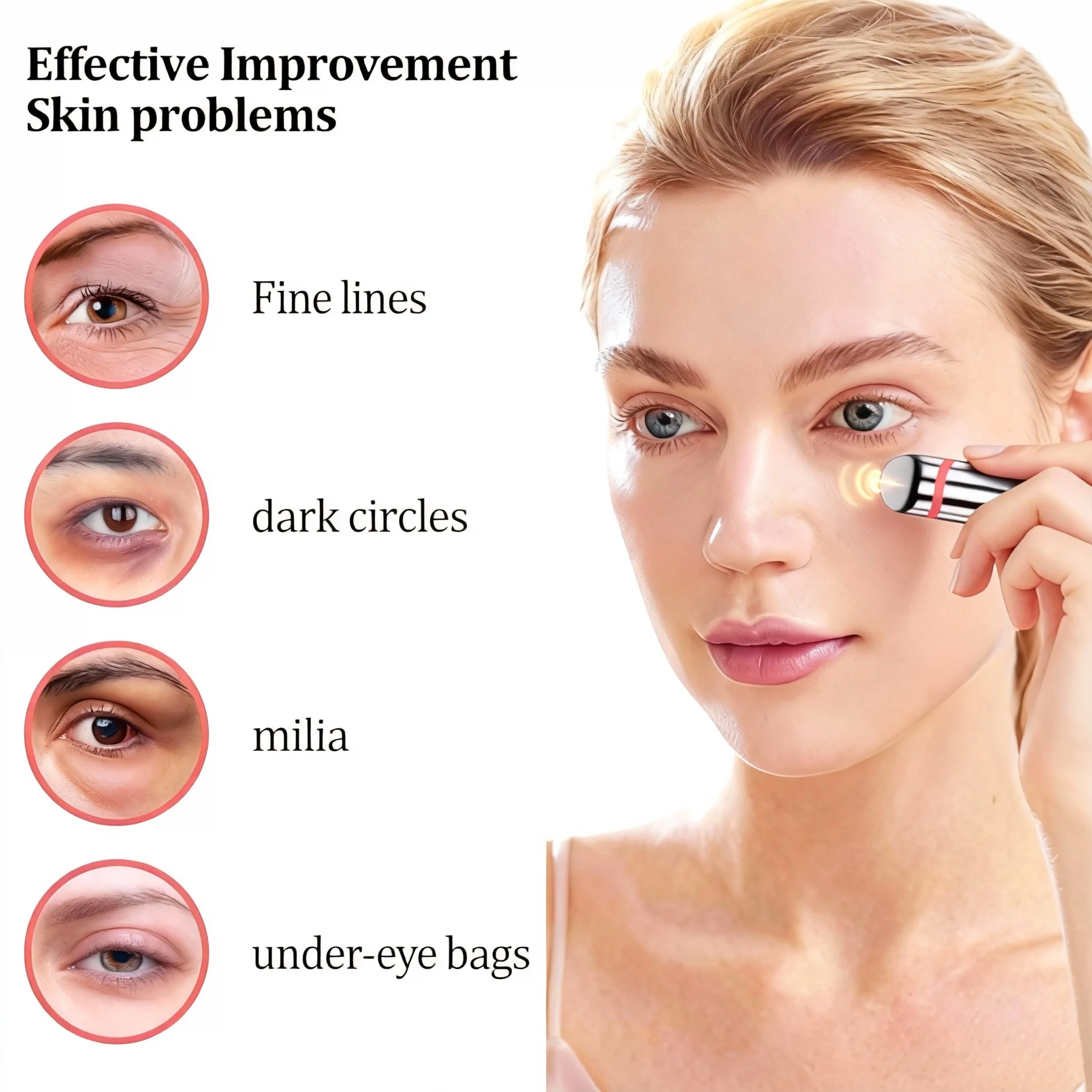 Elektryczne urządzenie kosmetyczne do oczu, wibracyjny masażer do twarzy, redukuje worki pod oczami, cienie i opuchliznę, łagodzi zmęczenie oczu.