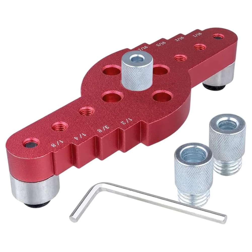 Vertical Pocket Hole Drilling Jig 2-In-1 Woodworking Dowelling Jig Locator with Scriber Wood Dowel Drill Guide Puncher