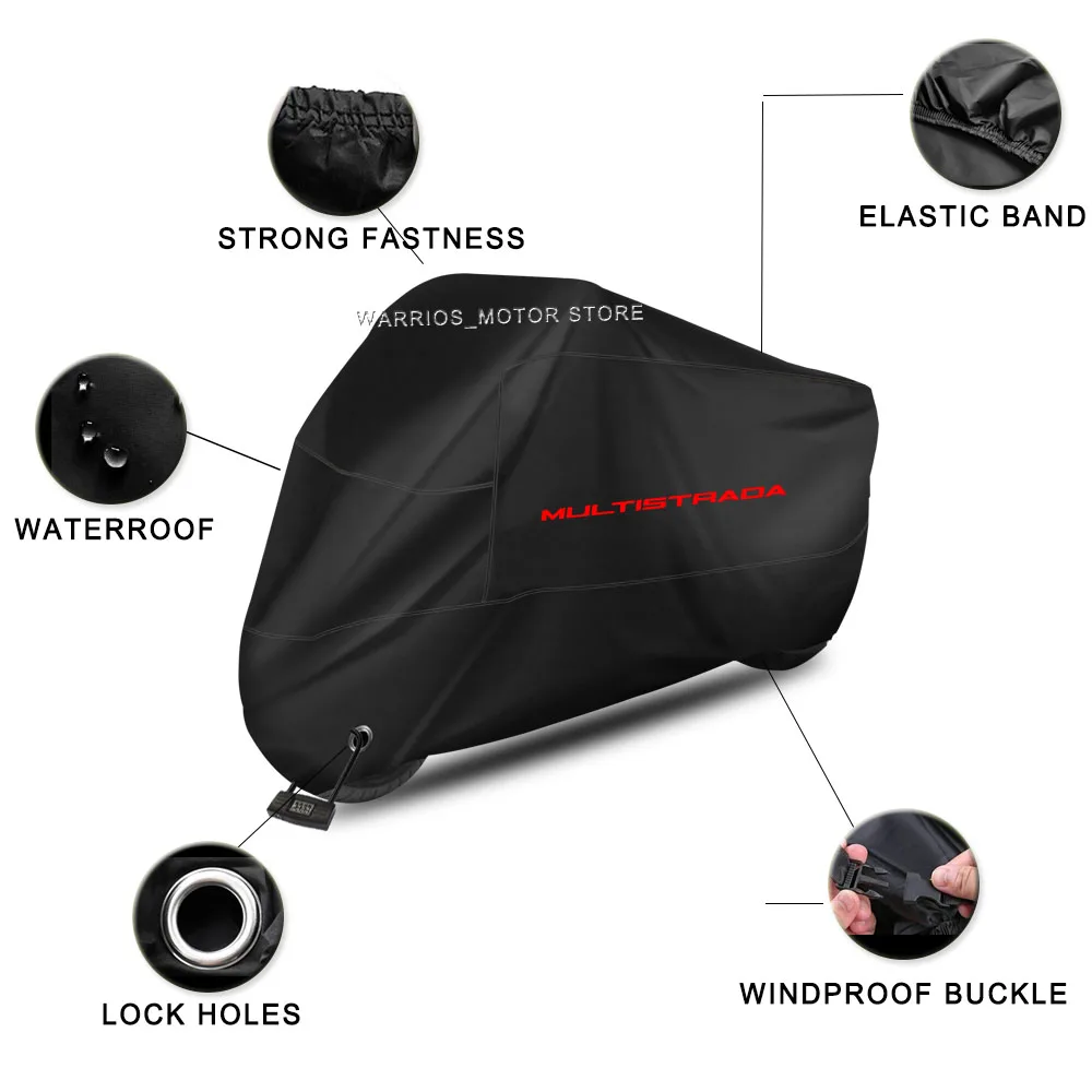 Motorcycle Cover UV Protection Dustproof Snowproof Outdoor All Years Motorcycle Waterproof Cover For Ducati Multistrada 1200