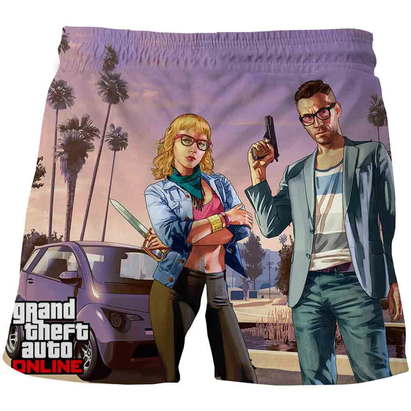 

Fashion 3D Game Grand Theft Auto V Printing Beach Shorts Men Swim Trunks Kid Streetwear Board Shorts Unisex Breathable Y2k Pants