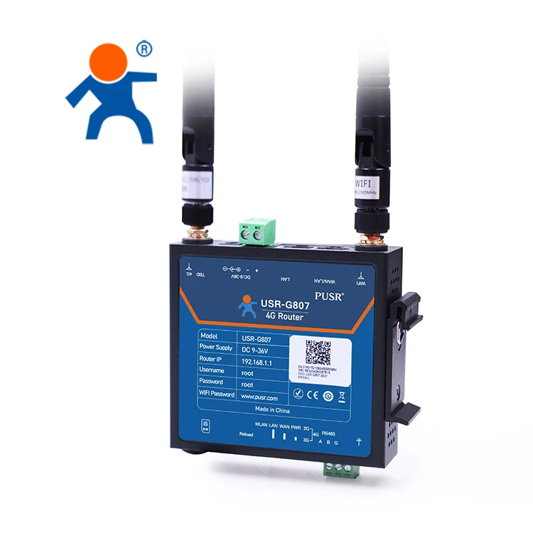 O roteador celular industrial IoT 4G de alto desempenho USR-G807-EUX suporta porta serial RS232/485