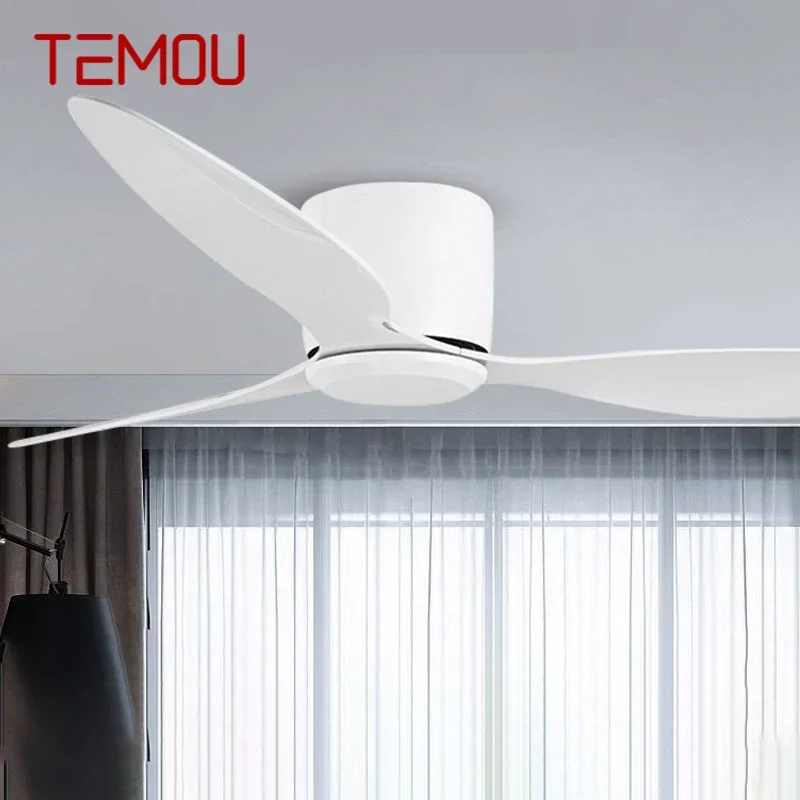 

TEMOU Nordic LED Fan Light Modern Minimalism Restaurant Living Room Study Ceiling Fan Light Remote Electric Fan Light