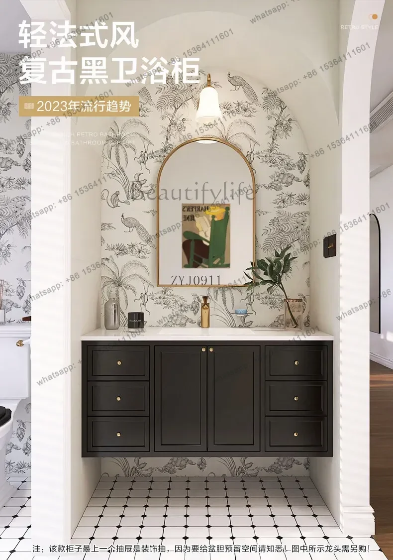 Light French black washbasin slate bathroom cabinet combination oak toilet hand washbasin cabinet