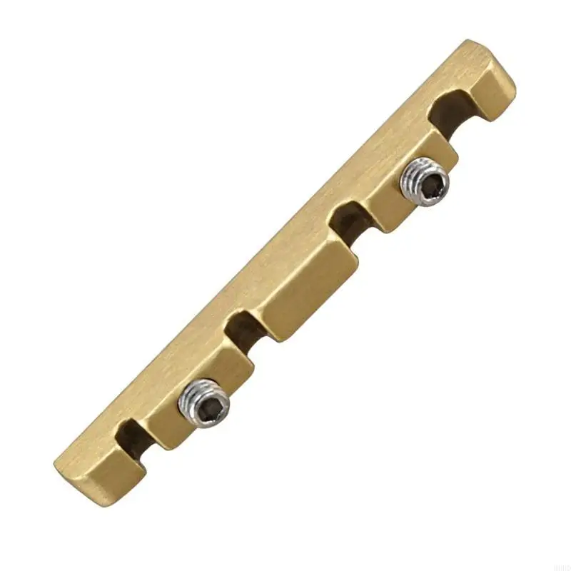 Brass Bass Nut Replacement for 4 String Electric Bass Guitar Adjustable Height Roller Grooves String Spacing 69HD