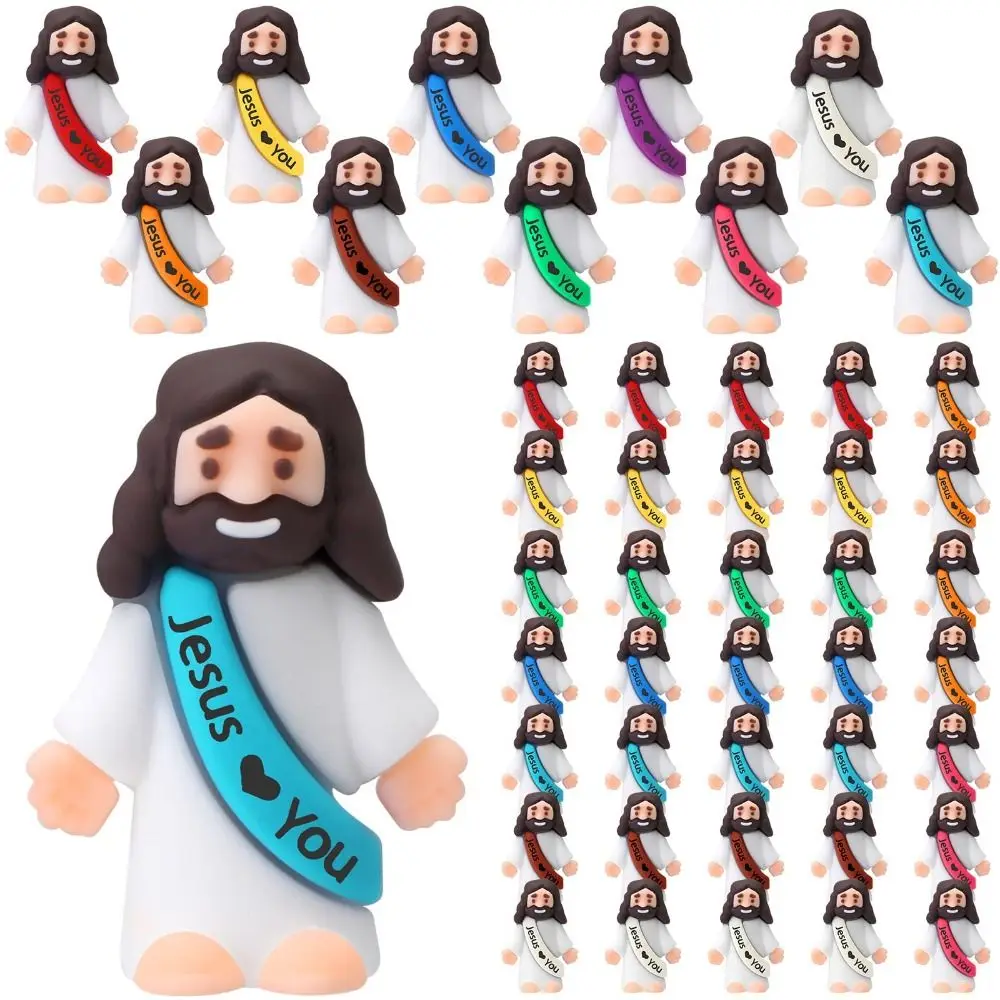 10 Pcs Mini Jesus Figures Christmas Jesus Ornaments Loves You Toys Jesus Doll Religious Favors Gift for Easter Egg Stuffers