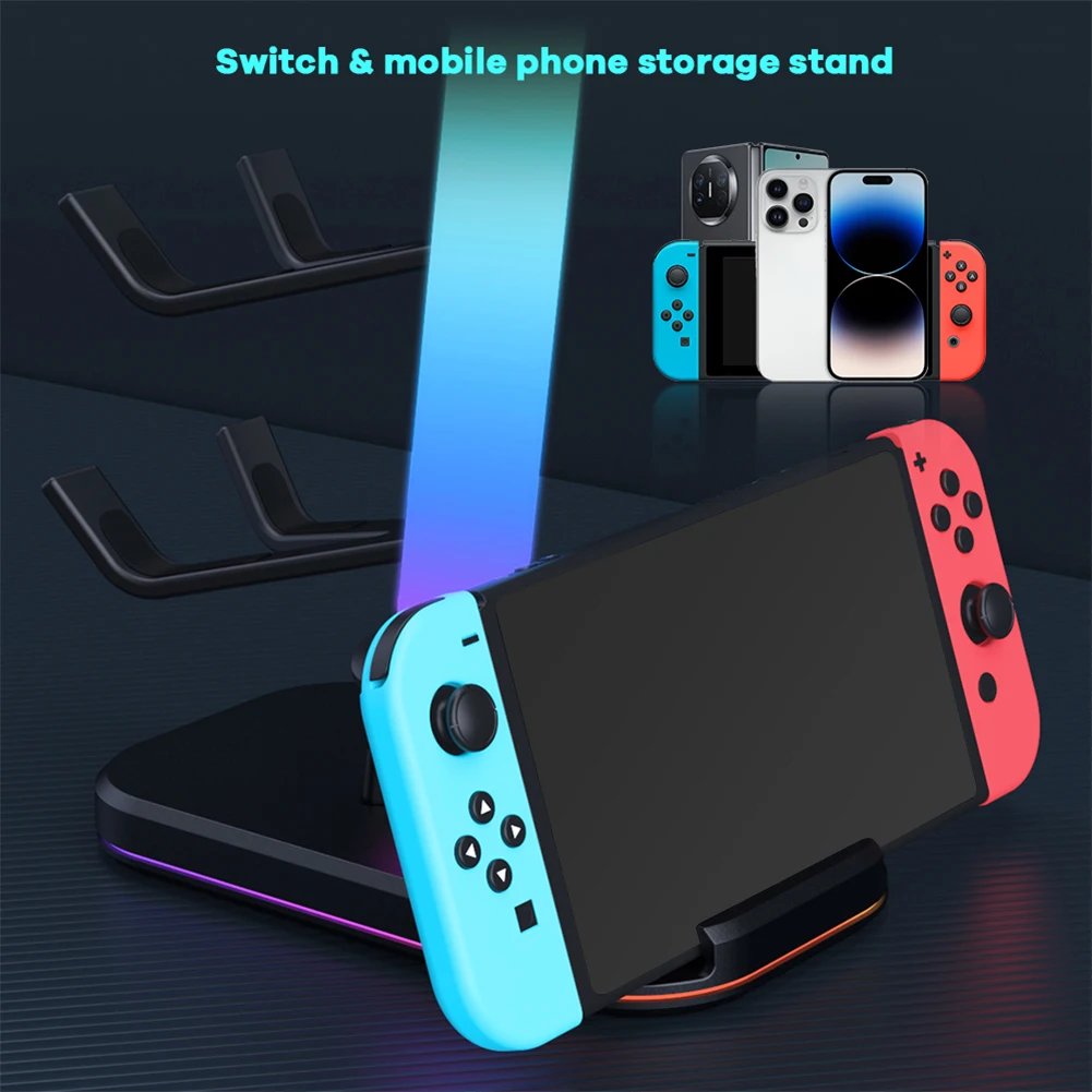 

Подставка для наушников и контроллера 3 в 1, держатель для контроллера 2 типа C и 1 X USB 2.0 и держатель для гарнитуры, подставка для наушников RGB для переключателя