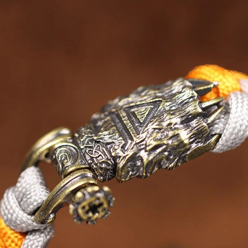 Bear Claw Brass Buckle Outdoor DIY Woven Paracord Survival Bracelets Accessories Retro Umbrella Rope Lanyard Beads Key Chains