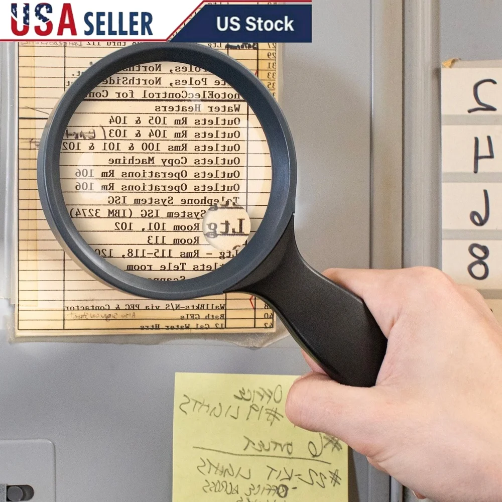 

Handheld Magnifier 3.5 Inch 2x Lens 4.5x Spot Lens Ergonomic Lightweight Shatterproof Reading Coins Crafts Macular Degeneration