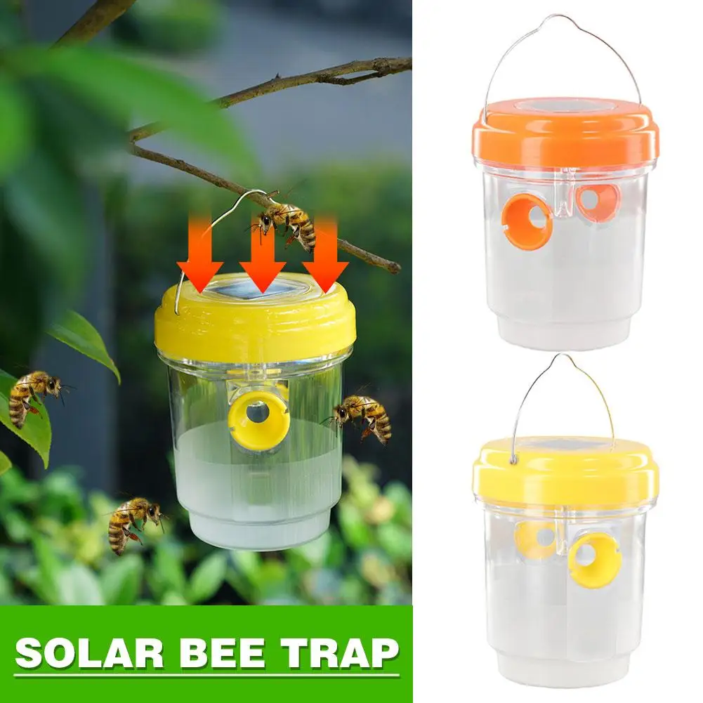 

Solar Waterproof Wasp Trap - Outdoor Hanging Safe Non-Toxic Trap, Catches Bees, Hornets & Fruit Flies, Reusable, Solves Outdoor